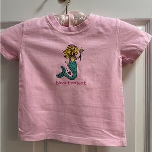 Pink Nantucket Short Sleeve Tee with Mermaid Graphic